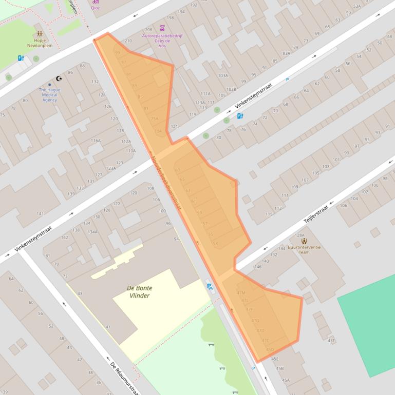 Kaart van postcodegebied 2562XN.