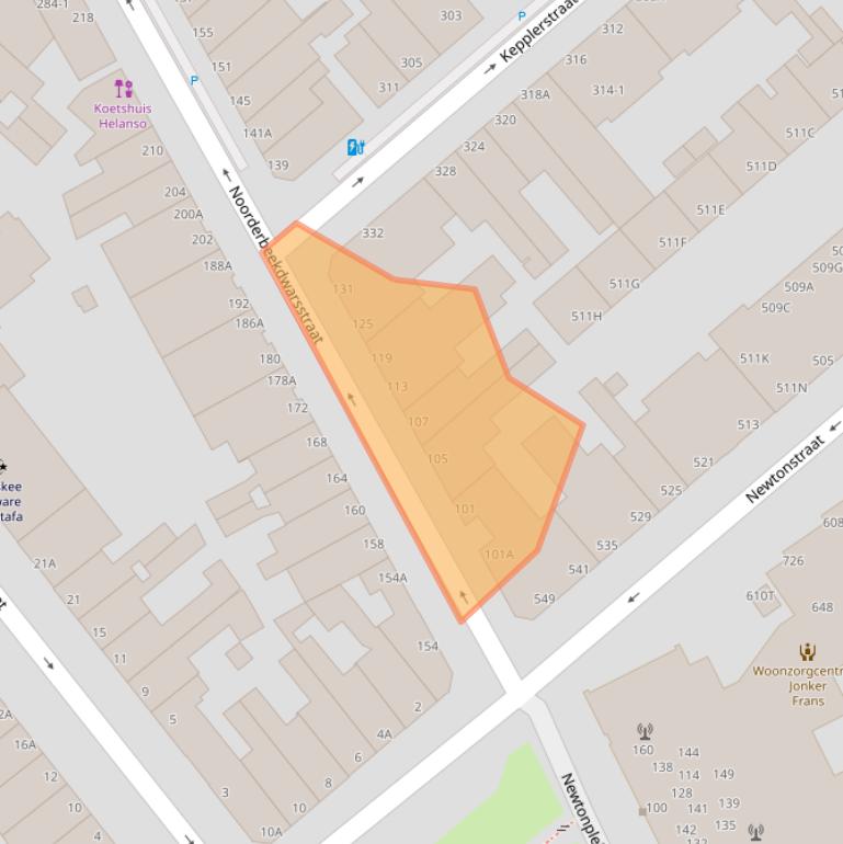 Kaart van postcodegebied 2562XP.