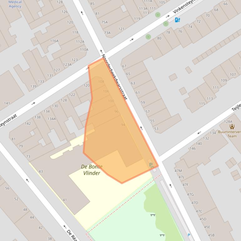 Kaart van postcodegebied 2562XV.