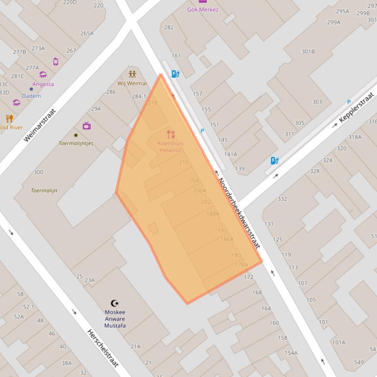 Kaart van postcodegebied 2562XX.