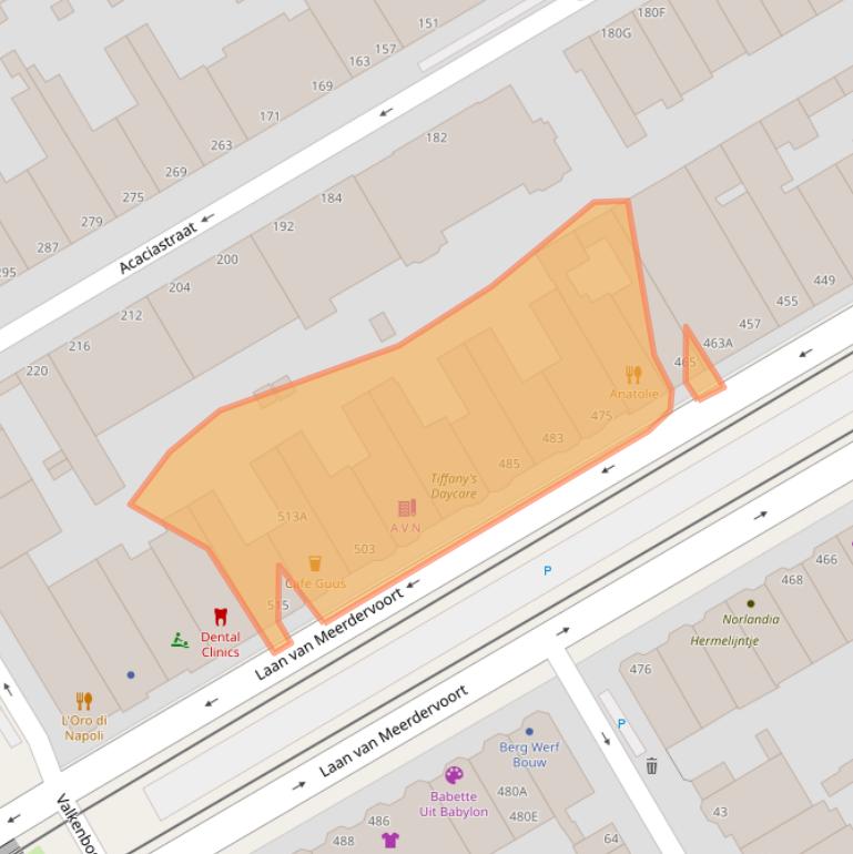 Kaart van postcodegebied 2563AT.