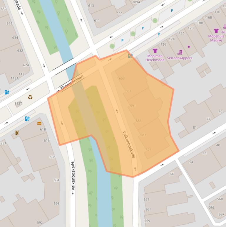 Kaart van postcodegebied 2563JE.