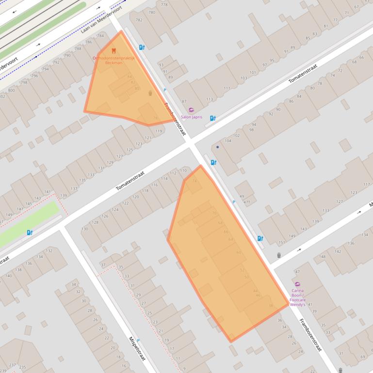 Kaart van postcodegebied 2564XN.