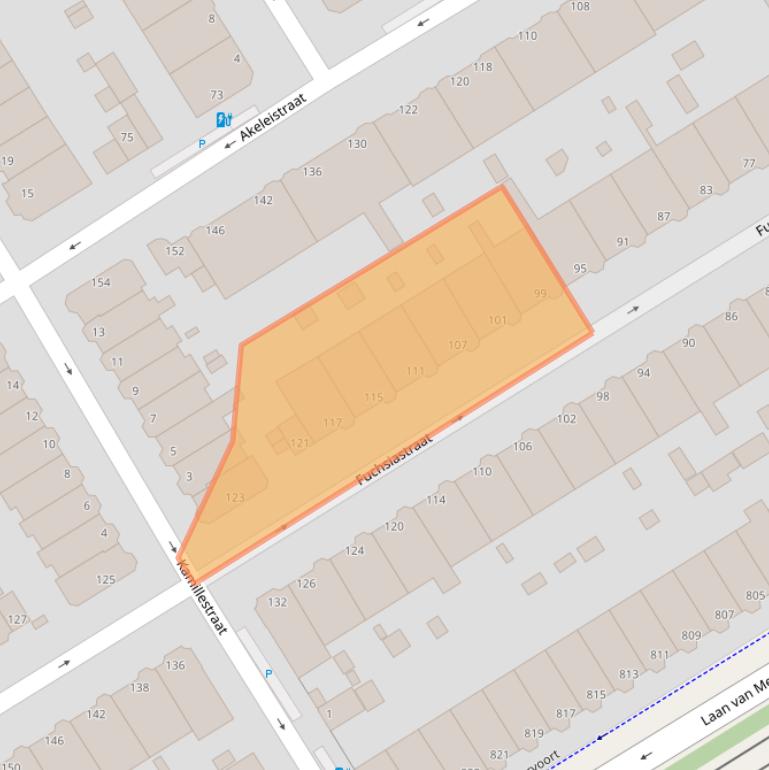 Kaart van postcodegebied 2565PN.