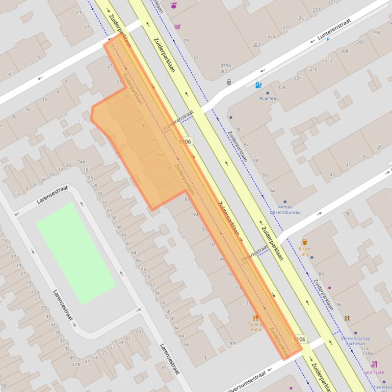 Kaart van postcodegebied 2574HB.