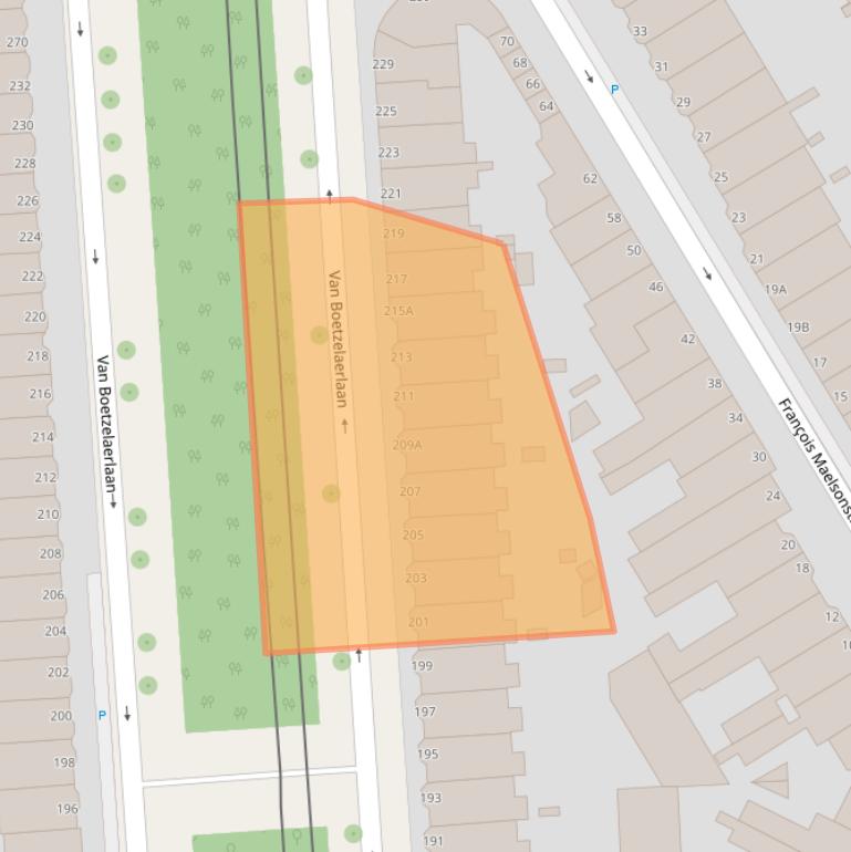 Kaart van postcodegebied 2581AV.