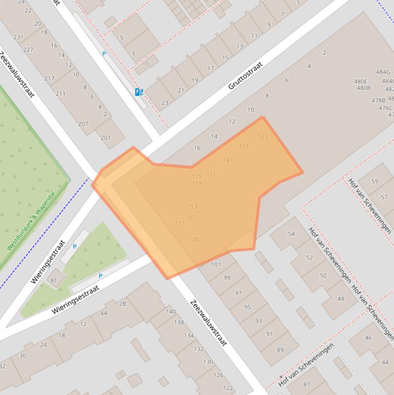 Kaart van postcodegebied 2583RJ.