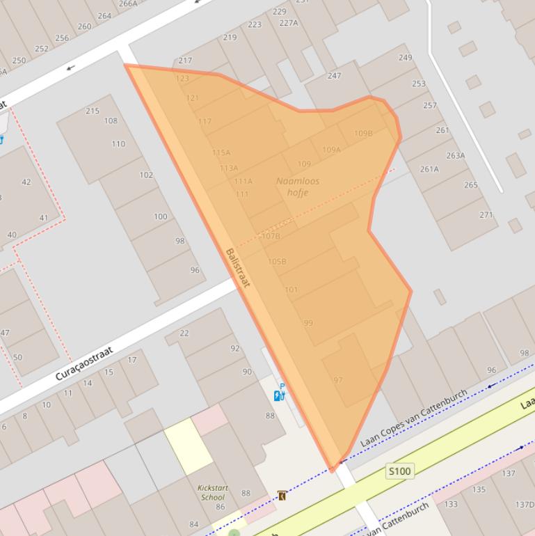 Kaart van postcodegebied 2585XR.