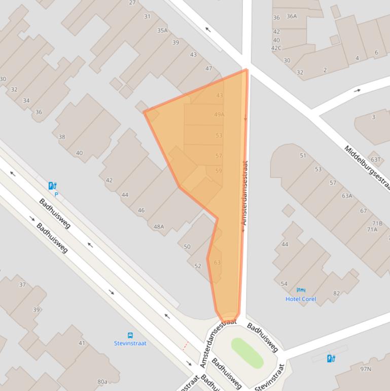 Kaart van postcodegebied 2587CP.