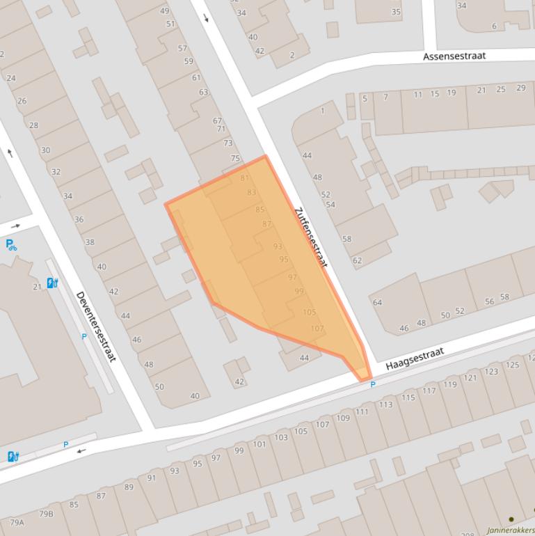 Kaart van postcodegebied 2587TN.