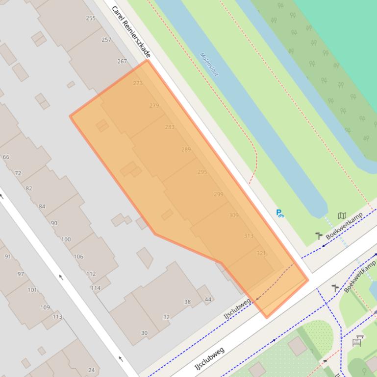 Kaart van postcodegebied 2593HS.