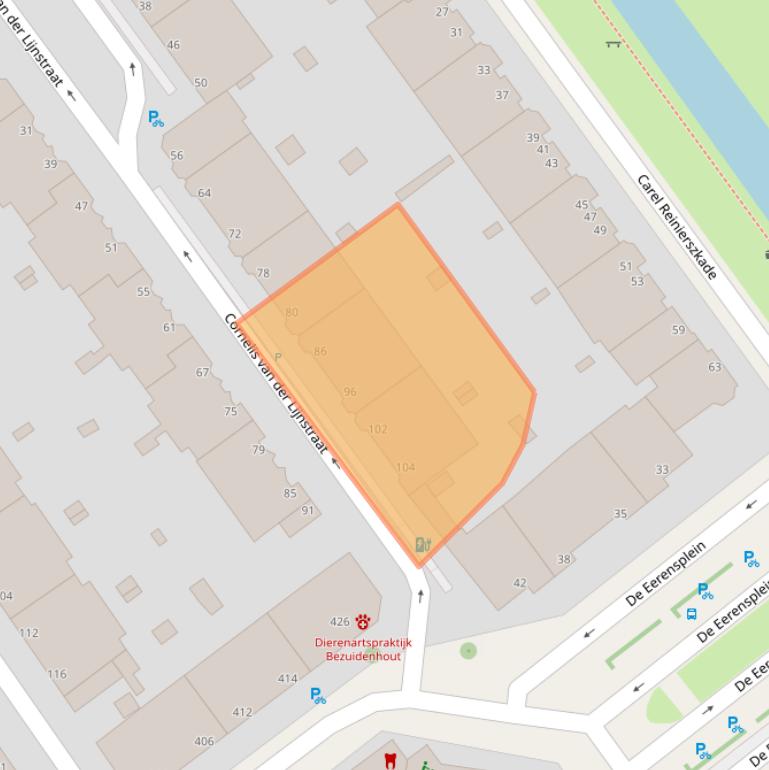 Kaart van postcodegebied 2593NL.