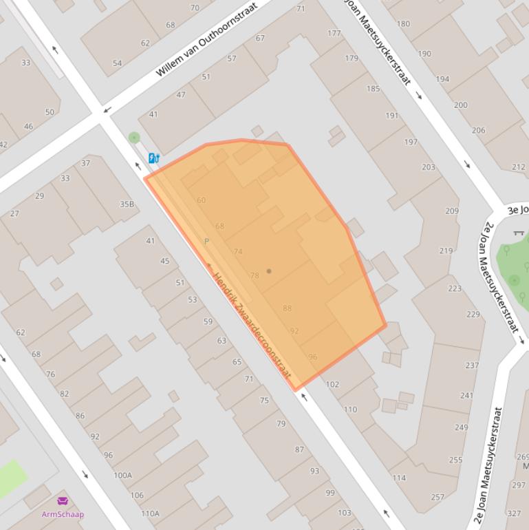 Kaart van postcodegebied 2593XT.