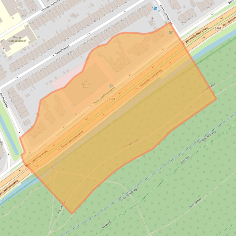 Kaart van postcodegebied 2596BC.