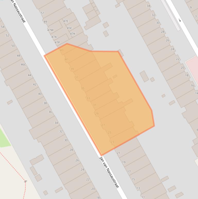 Kaart van postcodegebied 2596BM.