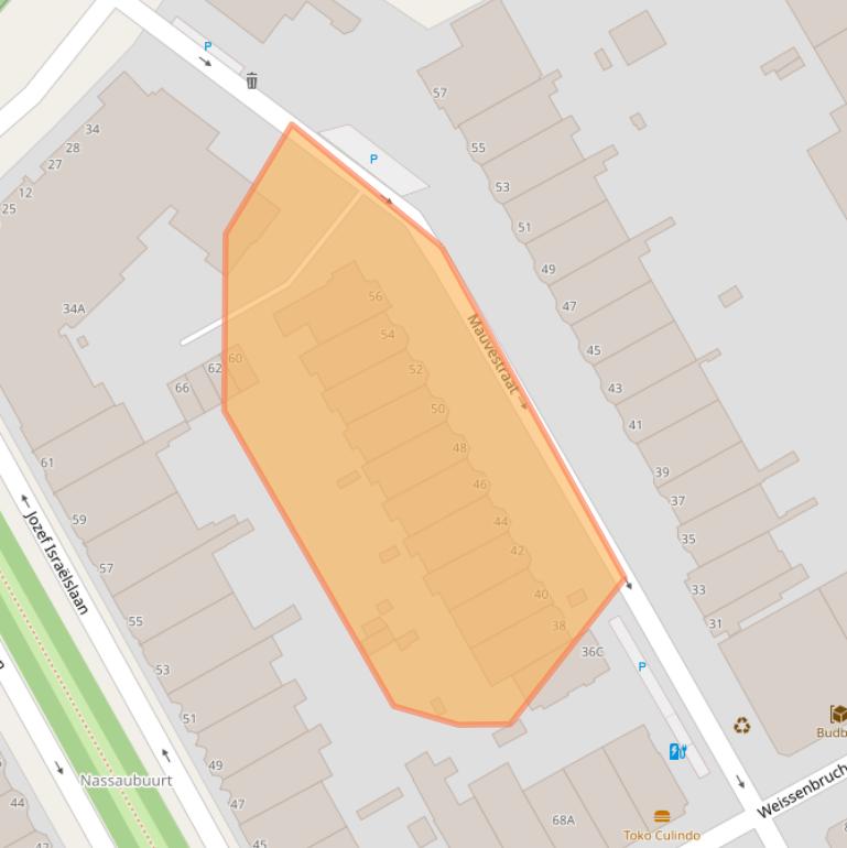 Kaart van postcodegebied 2596XS.