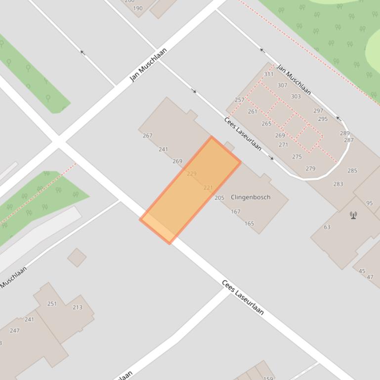 Kaart van postcodegebied 2597GE.