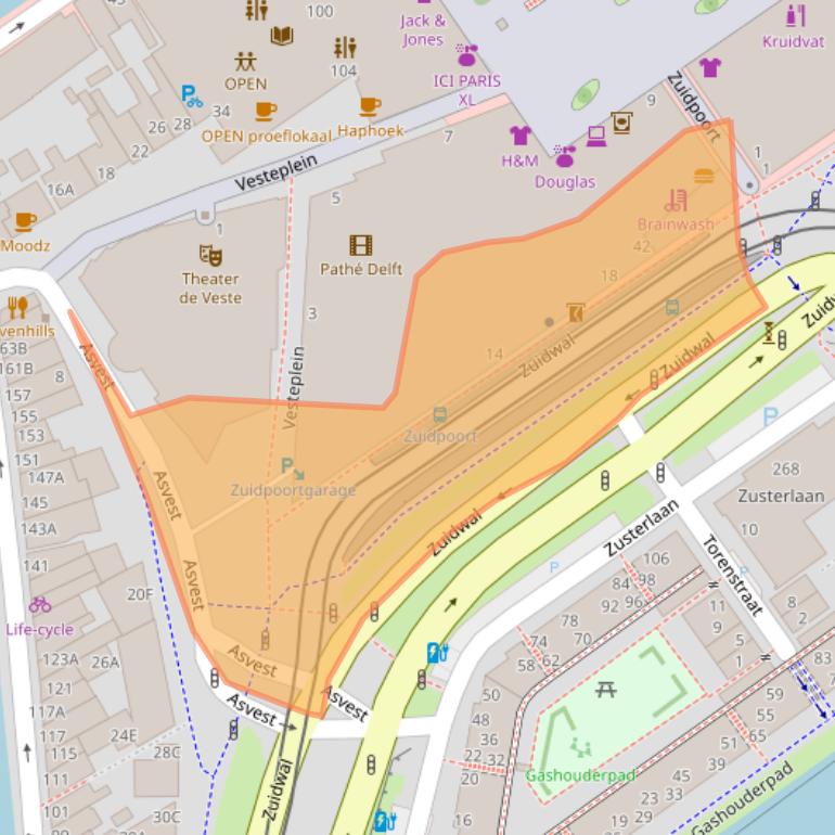 Kaart van postcodegebied 2611DD.