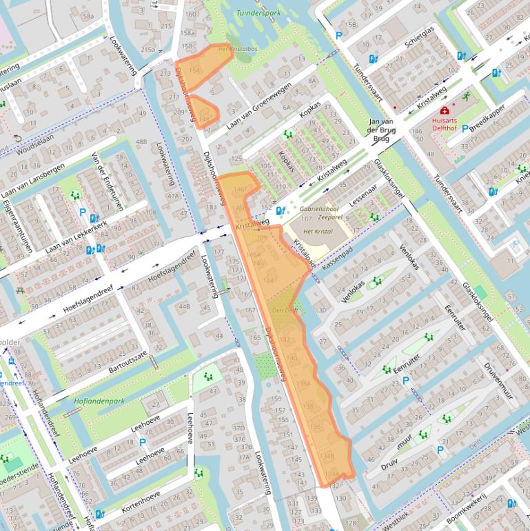 Kaart van postcodegebied 2614KD.