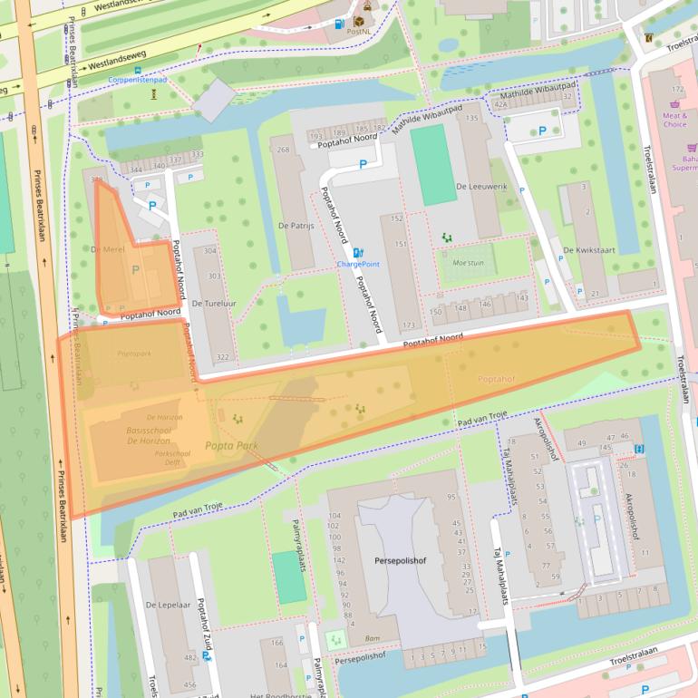 Kaart van postcodegebied 2624RZ.