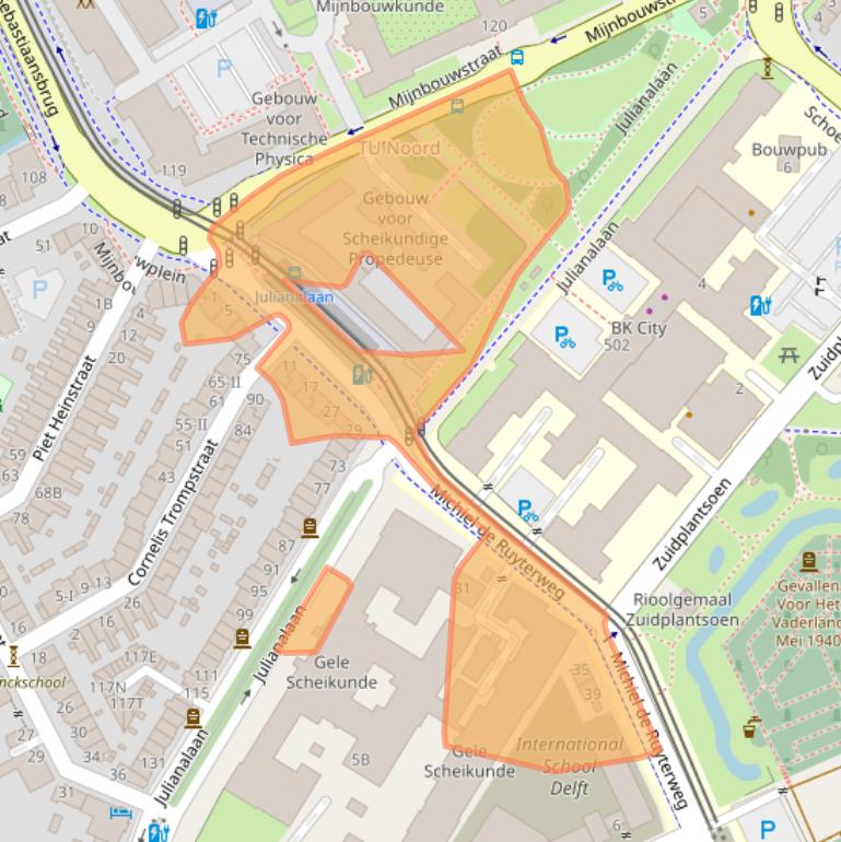 Kaart van postcodegebied 2628BA.