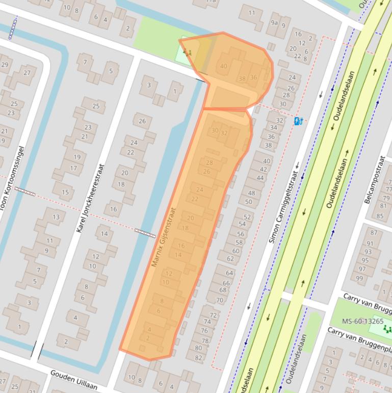 Kaart van postcodegebied 2652KL.