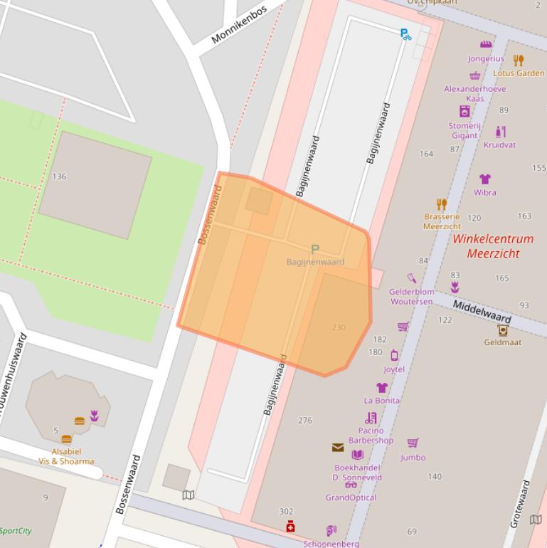 Kaart van postcodegebied 2716XD.