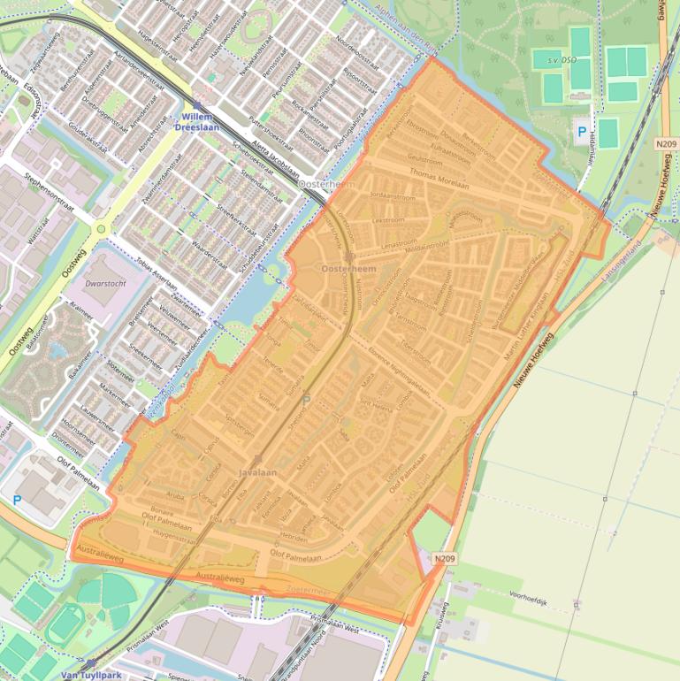 Kaart van postcodegebied 2721.