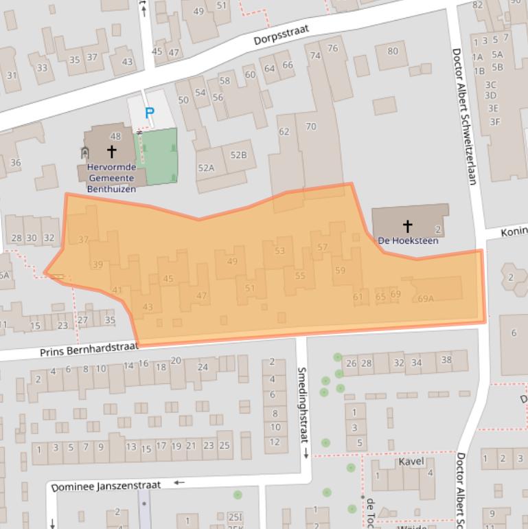 Kaart van postcodegebied 2731BE.