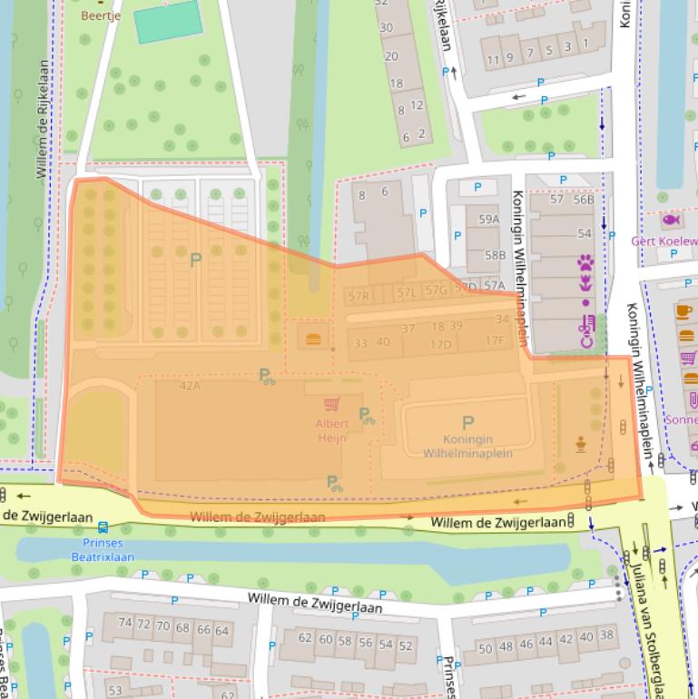 Kaart van postcodegebied 2741EB.