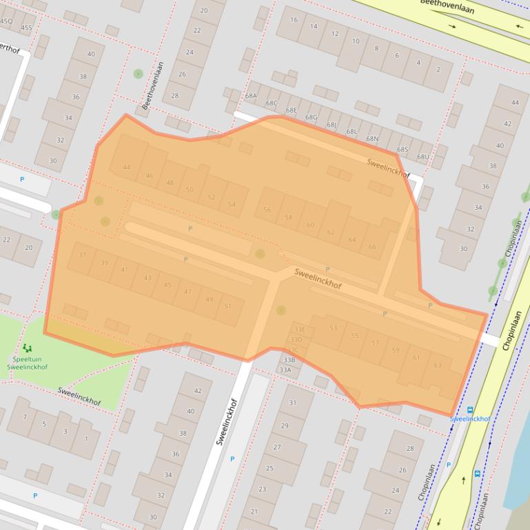 Kaart van postcodegebied 2742CC.