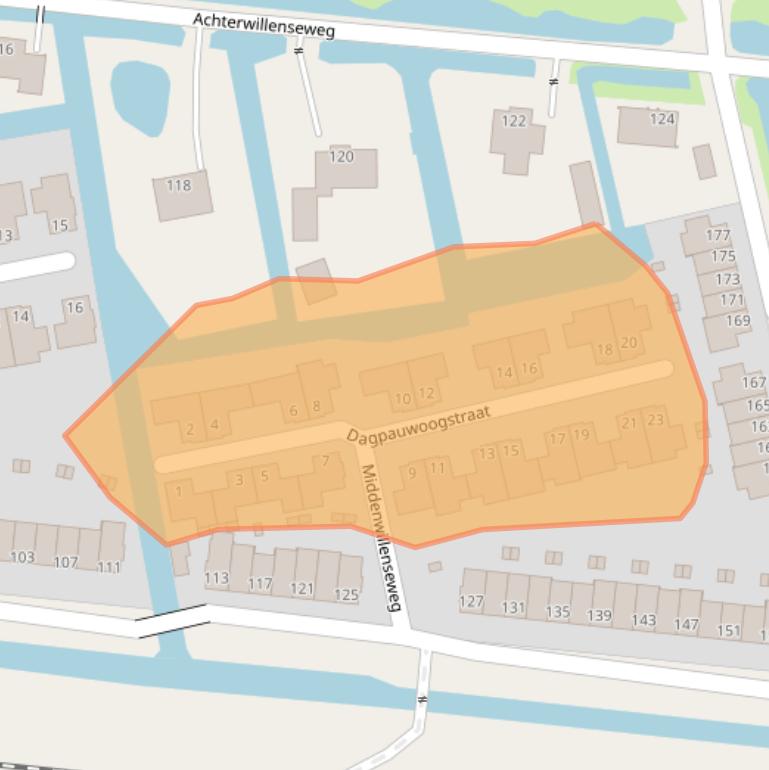 Kaart van postcodegebied 2805KV.