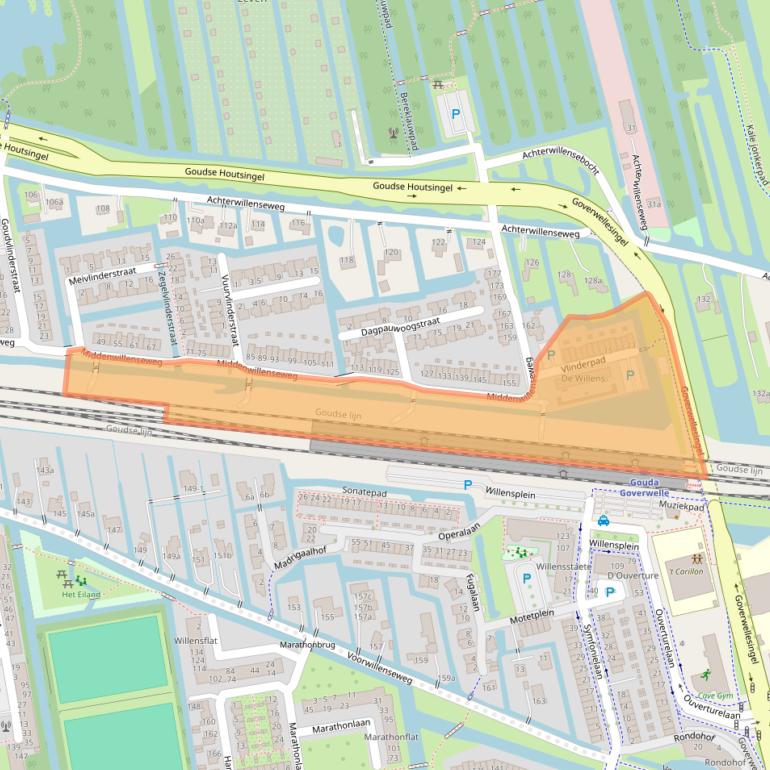Kaart van postcodegebied 2805KX.