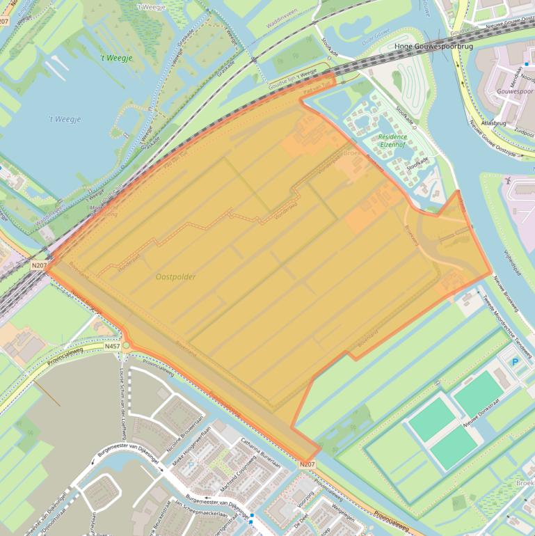 Kaart van postcodegebied 2809NE.