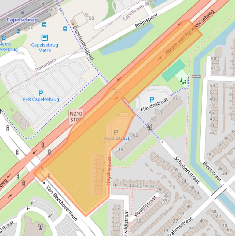 Kaart van postcodegebied 2901HJ.