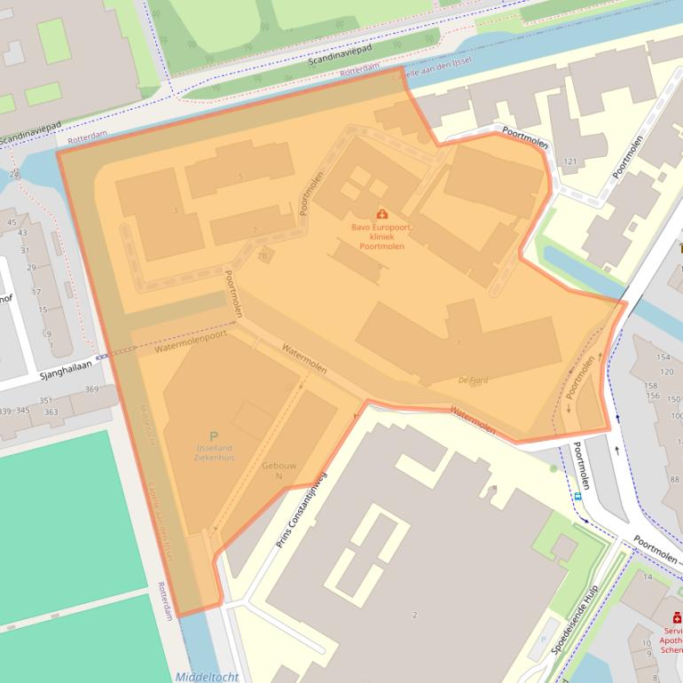 Kaart van postcodegebied 2906RD.