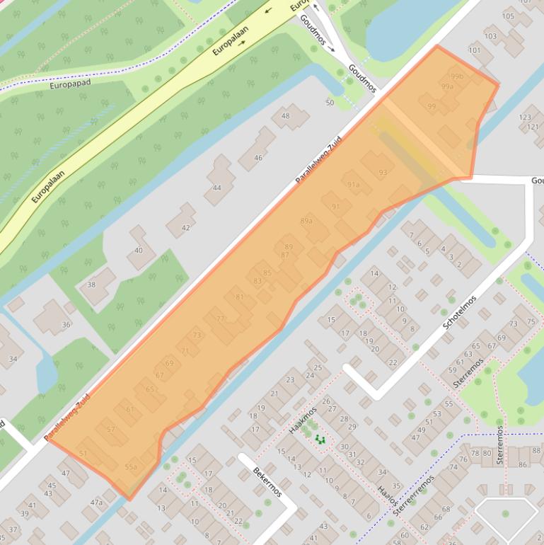 Kaart van postcodegebied 2914LD.