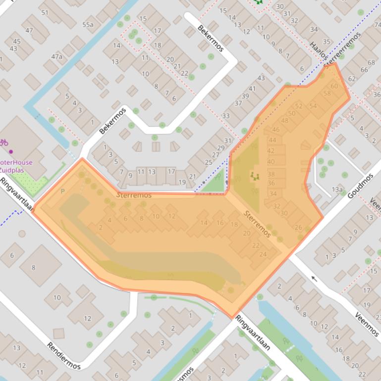 Kaart van postcodegebied 2914VG.