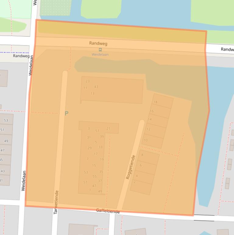 Kaart van postcodegebied 2941RN.