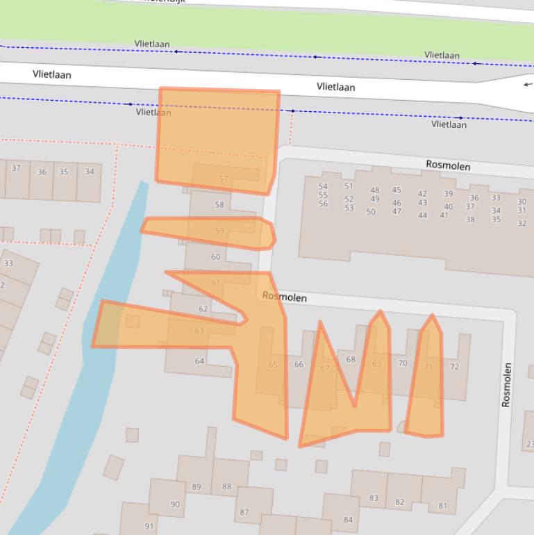 Kaart van postcodegebied 2986EC.