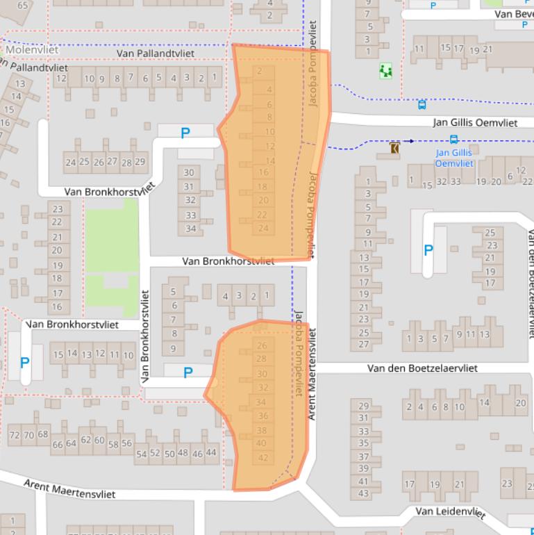 Kaart van postcodegebied 2992WD.
