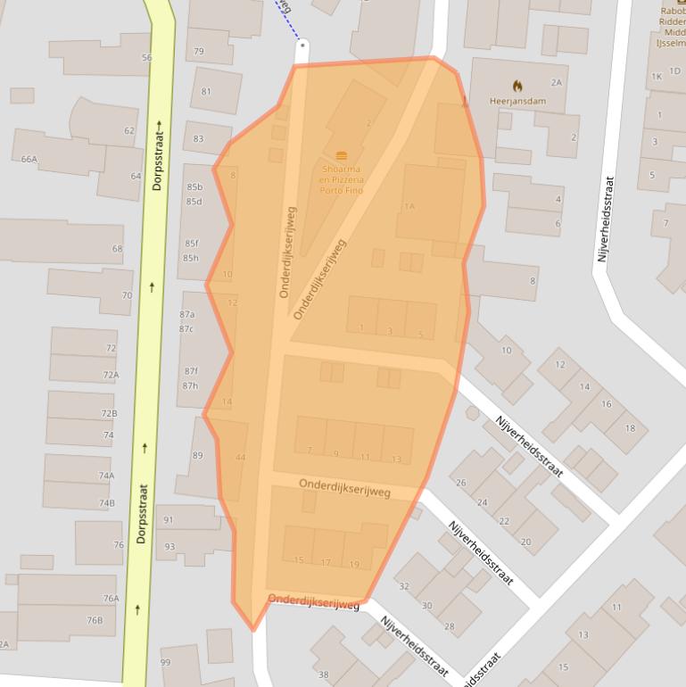 Kaart van postcodegebied 2995AR.