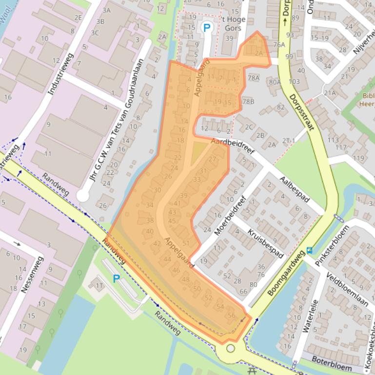 Kaart van postcodegebied 2995XP.