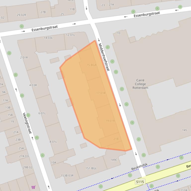 Kaart van postcodegebied 3022ES.