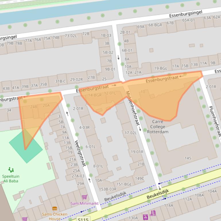 Kaart van postcodegebied 3022ML.