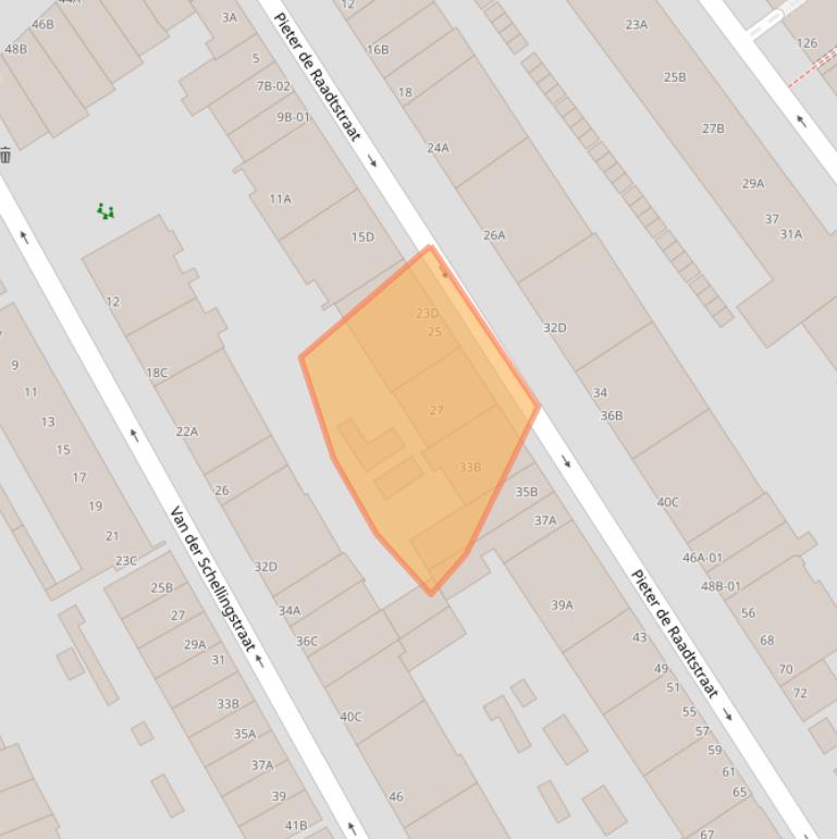 Kaart van postcodegebied 3033VB.