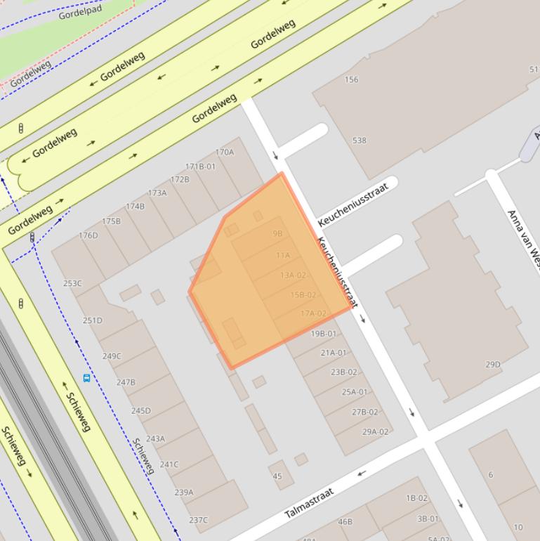 Kaart van postcodegebied 3038SJ.