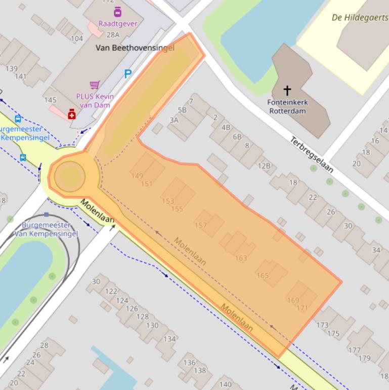 Kaart van postcodegebied 3055GA.