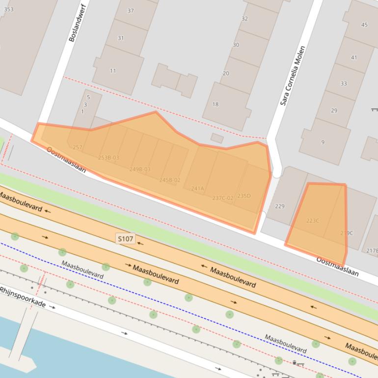 Kaart van postcodegebied 3063AV.