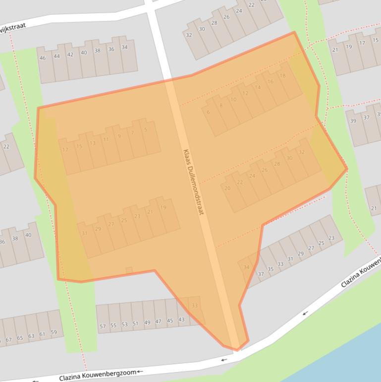 Kaart van postcodegebied 3065KJ.